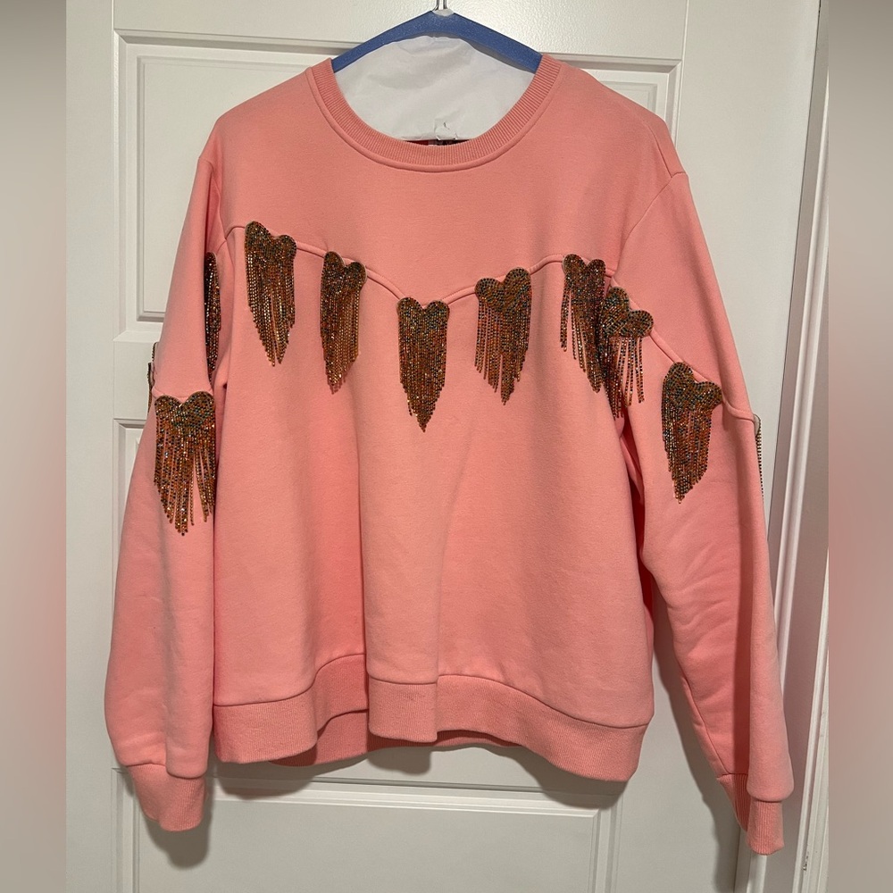 Queen of Sparkles Fringe Heart Sweatshirt
